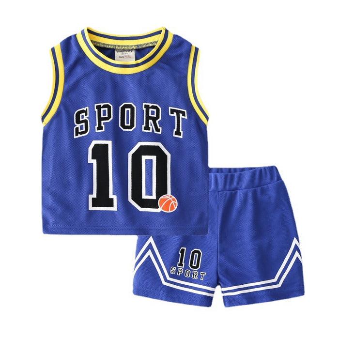 Roupas de basquete infantil ternos bebê colete terno meninos moletom de duas peças estilo verão maré