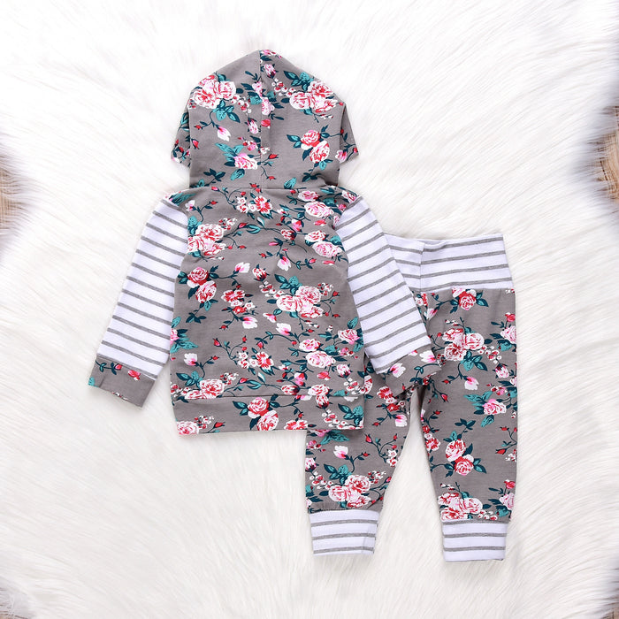 Tenue à rayures florales pour bébé fille