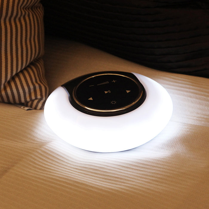 Altavoz estéreo con Bluetooth, lámpara LED de escritorio con atenuación continua, luz nocturna de ambiente táctil plegable