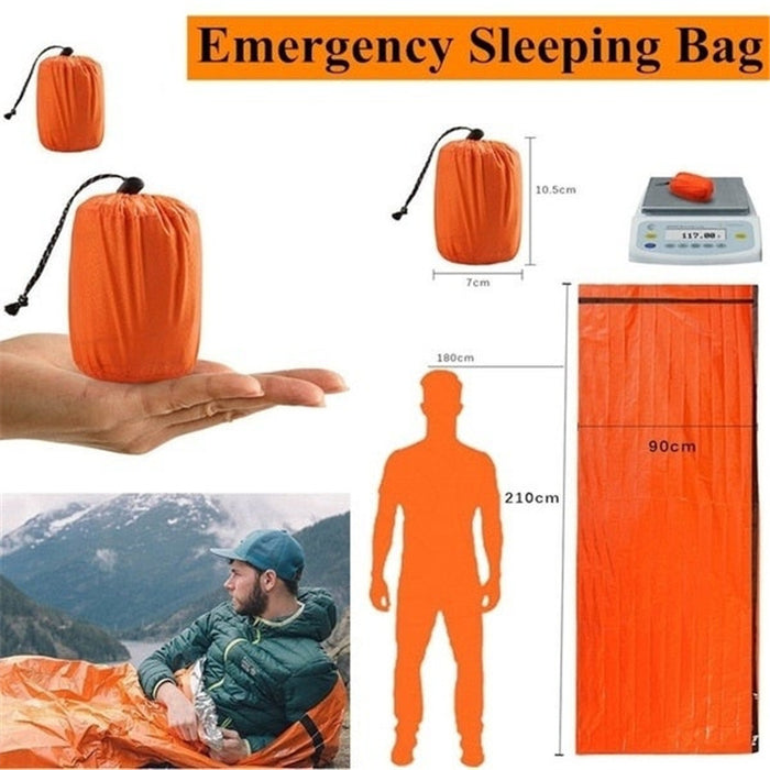 Sac de couchage de survie d'urgence en plein air, couverture Portable imperméable et réutilisable, Camping randonnée survie sauvetage, couverture thermique