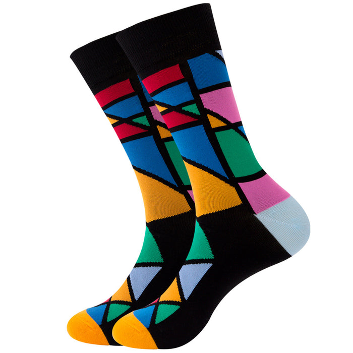 Chaussettes homme rayées chaussettes tube carré chaussettes femme vague