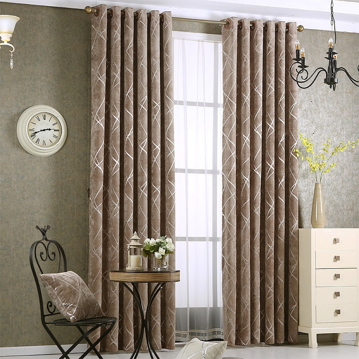 Cor sólida simples moderna luz luxuosa sala de estar cortinas blackout de chenille