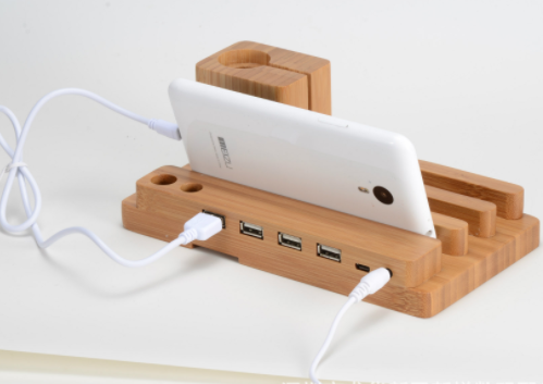 Compatible con Apple, bambú, madera y soporte para Apple Watch móvil, soporte de carga de madera, base plana multifunción para teléfono móvil