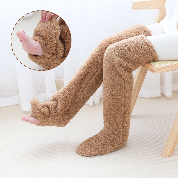 Chaussettes longues et pelucheuses au-dessus du genou, bas chauds et froids pour l'hiver, bas résistants au froid, pour dormir au sol de la maison