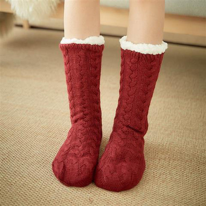 Thickened and velvet silicone non-slip adult floor socks indoor warm foot cover