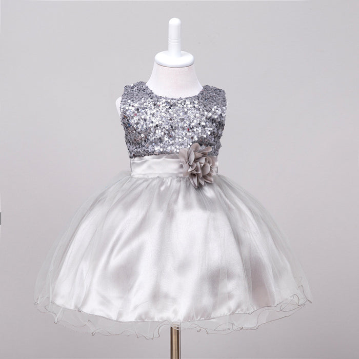 Vestido de lantejoulas para bebê vestido de princesa de casamento para menina de flor