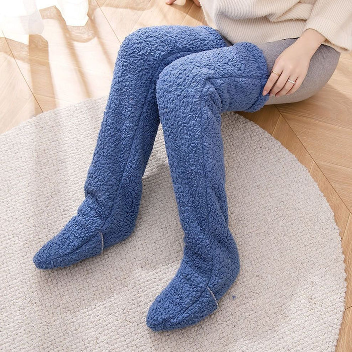 Chaussettes longues et pelucheuses au-dessus du genou, bas chauds et froids pour l'hiver, bas résistants au froid, pour dormir au sol de la maison