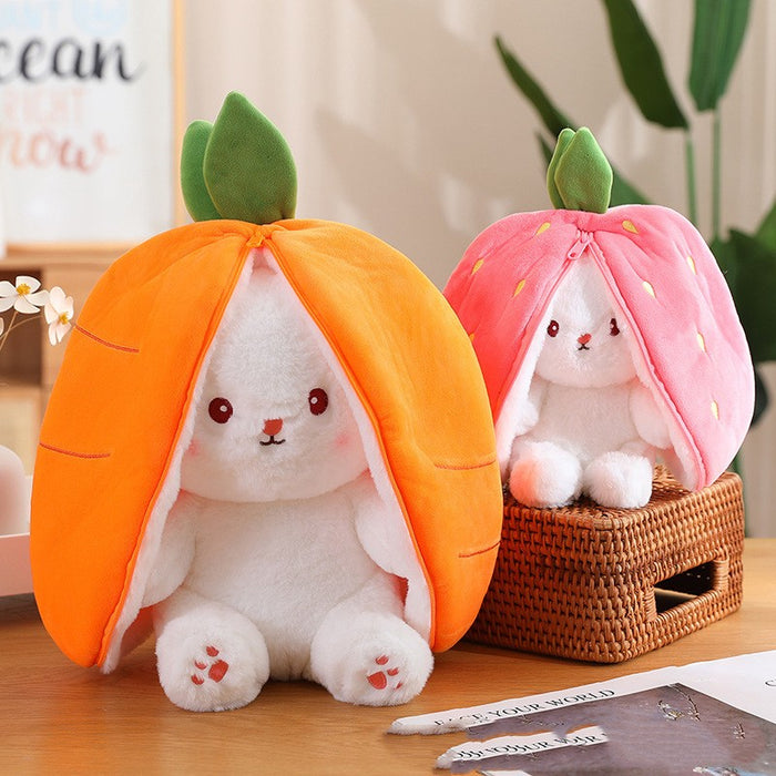 Wanghong Cute Transforms Into Strawberry Rabbit Doll Plush Toy