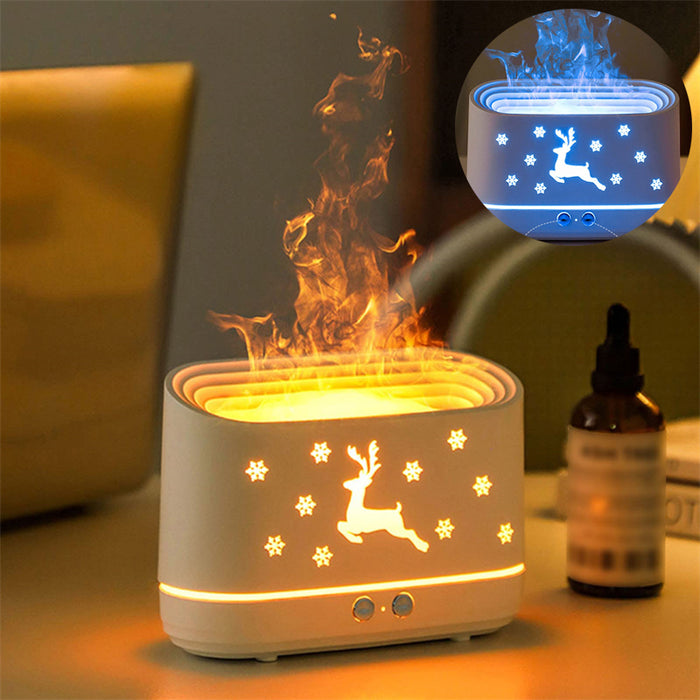 Difusor humidificador de llama de alce, lámpara de ambiente silenciosa para el hogar, decoraciones navideñas para el hogar