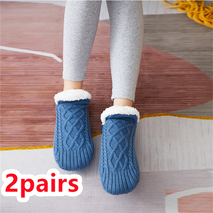 Chaussettes d'hiver en laine pour femmes, épaisses et chaudes, pour chambre à coucher, pantoufles pour hommes, chauffe-pieds antidérapants, chaussettes de neige