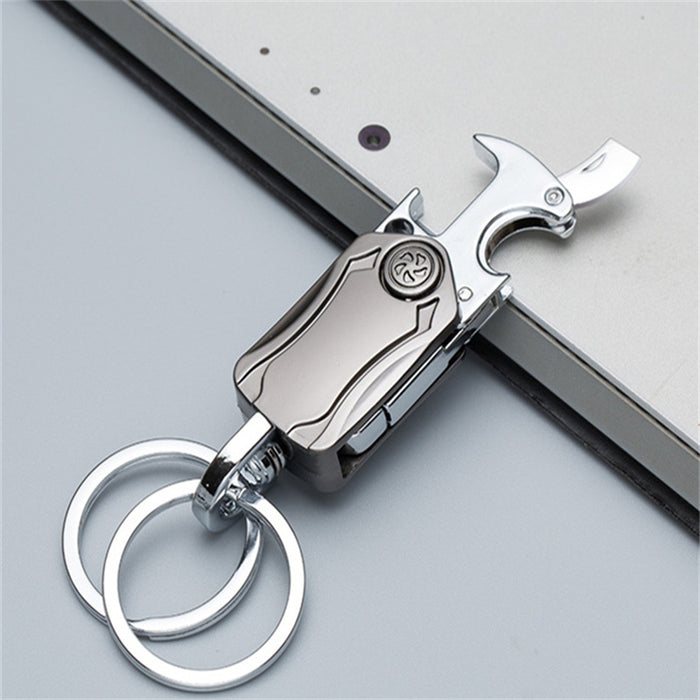 Porte-clés Fidget Spinner 3 en 1 avec couteau de poche, pendentif ouvre-bouteille de bière