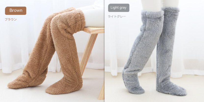 Calzini lunghi sfocati alti sopra il ginocchio Calzini invernali caldi e freddi per le gambe del ginocchio Calze resistenti al freddo Calzini per dormire a casa