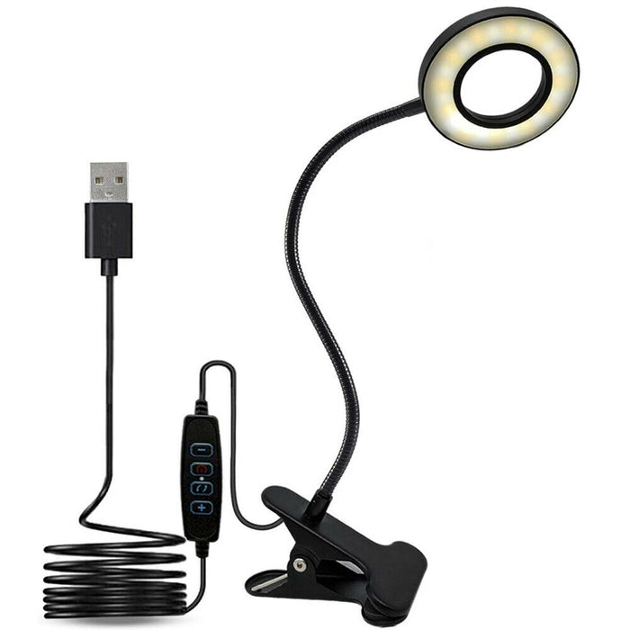Lampada da scrivania con clip Lampada da tavolo da lettura da studio a LED con braccio flessibile USB dimmerabile