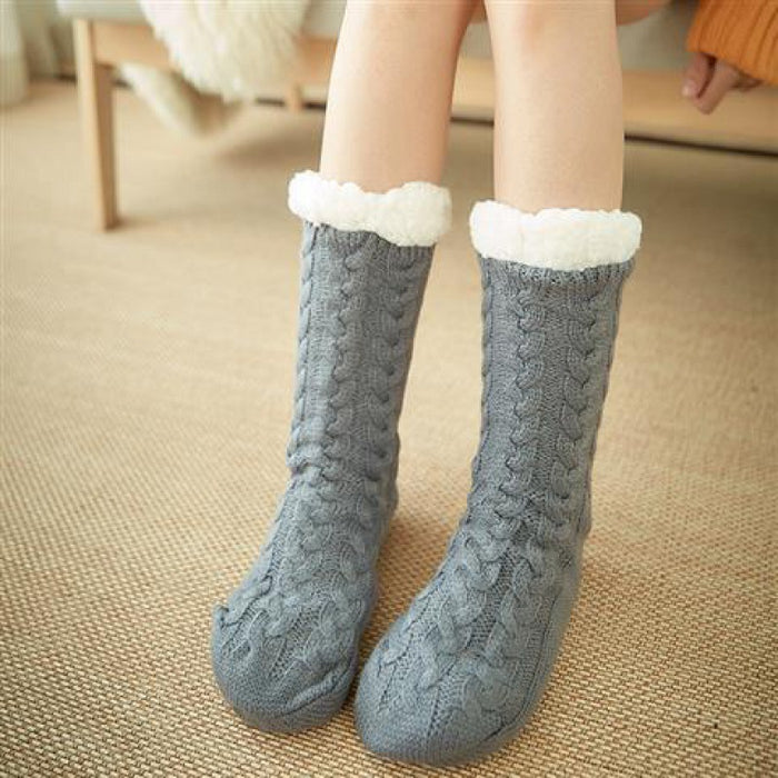 Thickened and velvet silicone non-slip adult floor socks indoor warm foot cover