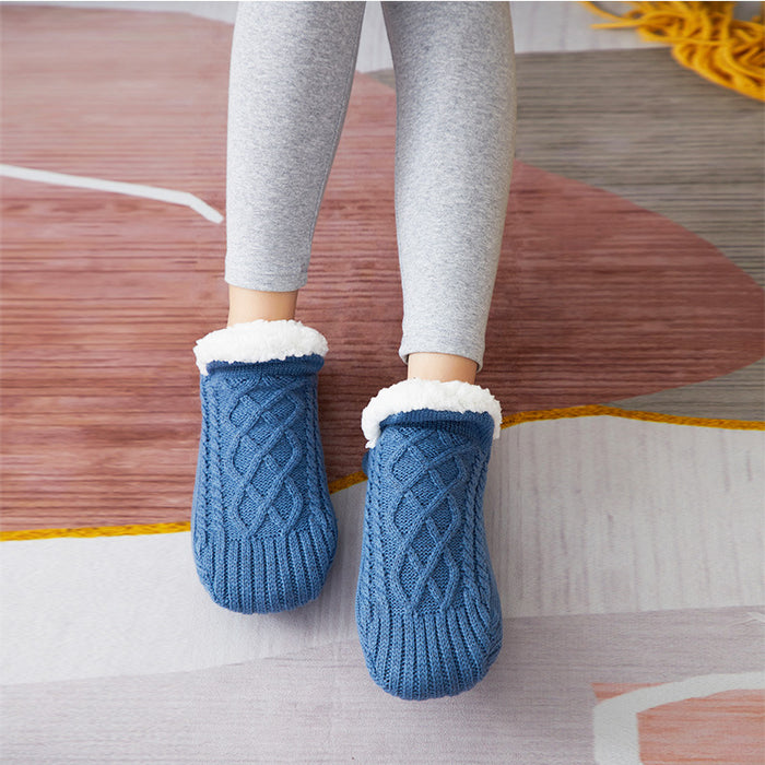 Chaussettes d'hiver en laine pour femmes, épaisses et chaudes, pour chambre à coucher, pantoufles pour hommes, chauffe-pieds antidérapants, chaussettes de neige