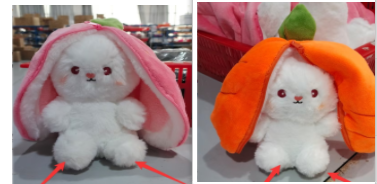 Wanghong Cute se transforma em brinquedo de pelúcia de boneca de coelho de morango