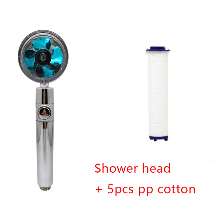 Duschkopf, wassersparend, um 360 Grad drehbar, mit kleinem Ventilator, ABS-Regen-Hochdruck-Sprühdüse, Badezimmer-Zubehör