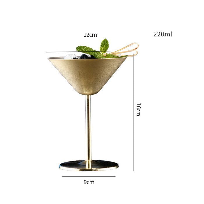 Stainless Steel Cocktail Glass Goblet Martini Glass Triangle Glass Metal Champagne Glass