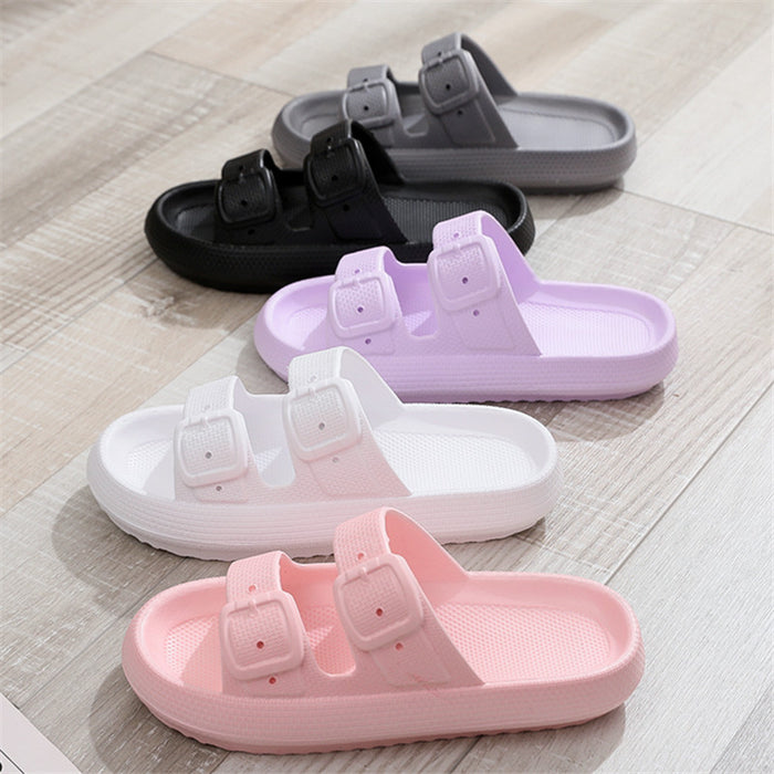 Buckle Slippers Women Outdoor Indoor Thick-soled Eva Bathroom Shoes