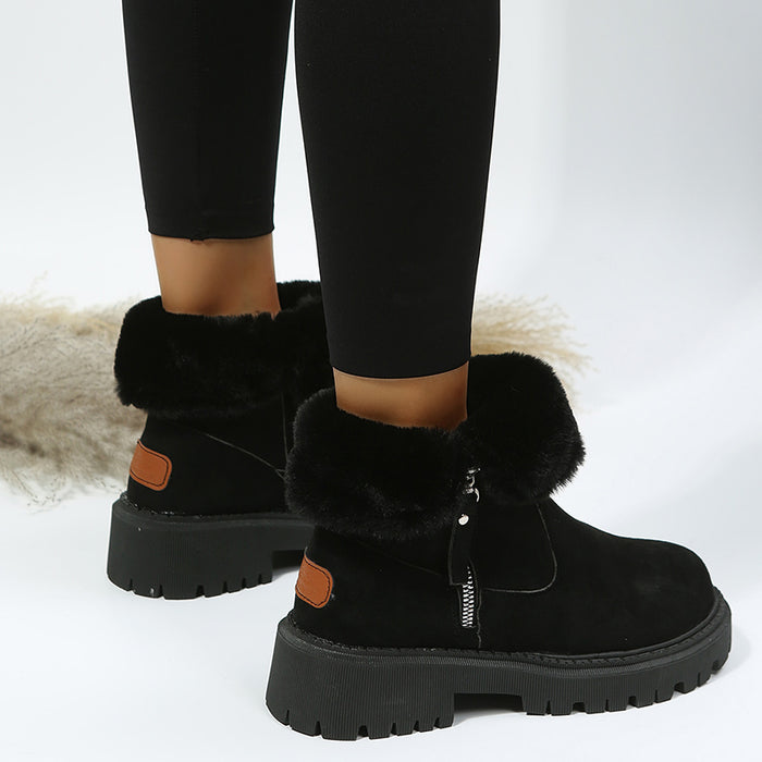 Botas de nieve de felpa gruesas para mujer, zapatos de invierno antideslizantes de gamuza sintética