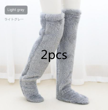 Chaussettes longues et pelucheuses au-dessus du genou, bas chauds et froids pour l'hiver, bas résistants au froid, pour dormir au sol de la maison