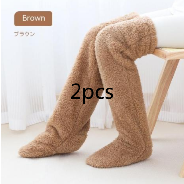 Over Knee High Fuzzy Long Socks Winter Warm Cold Leg Knee Joint Cold-proof Stockings Home Floor Sleeping Socks