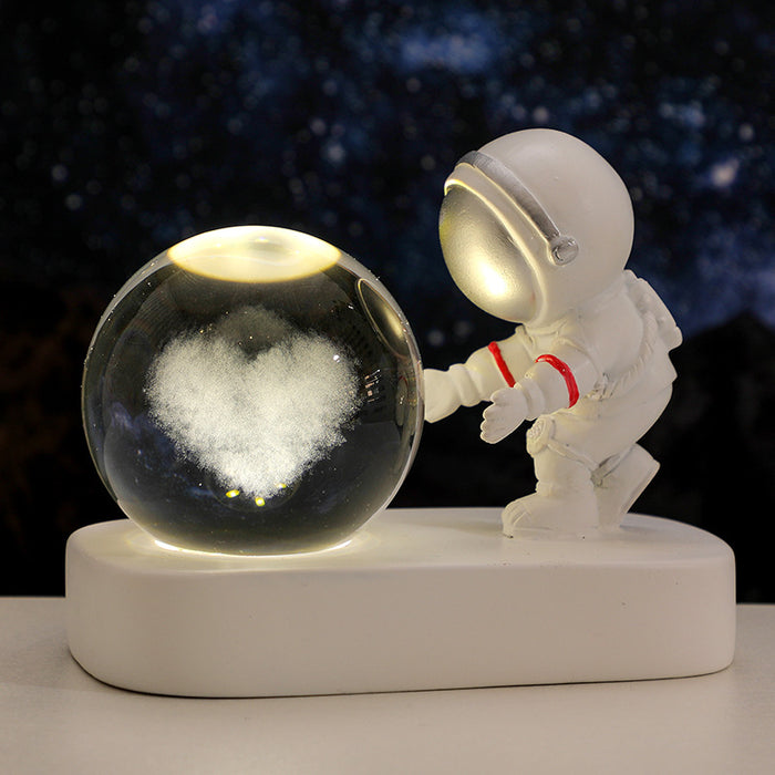 Luminosa galassia planetaria astronauta sfera di cristallo luci notturne USB alimentazione calda luce da comodino lampada da notte regalo di compleanno