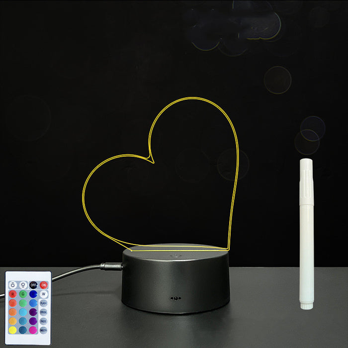 Tablero de acrílico 3D Tablero de mensajes de escritura a mano Luz LED