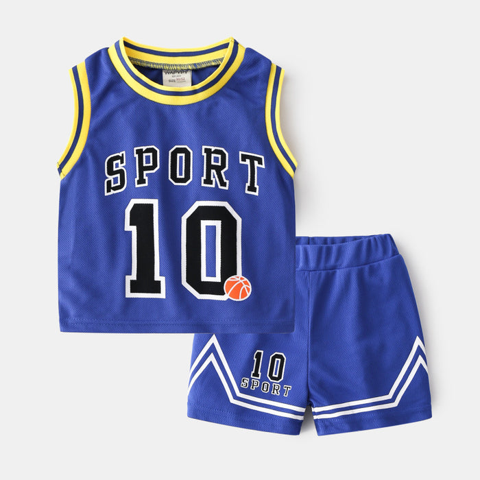 Roupas de basquete infantil ternos bebê colete terno meninos moletom de duas peças estilo verão maré