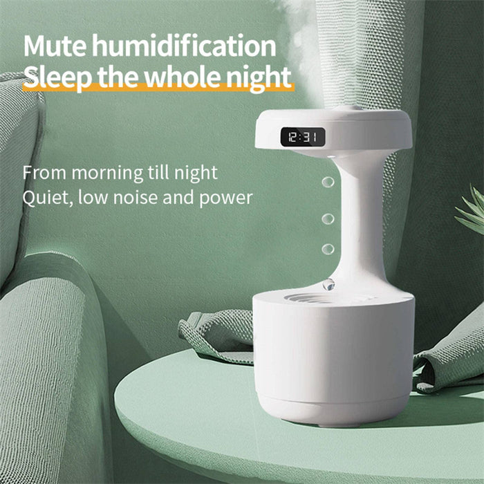 Humidificateur anti-gravité de chambre à coucher avec horloge diffuseur d'arôme à reflux goutte d'eau grande capacité bureau chambre muet pulvérisateur domestique à brouillard épais