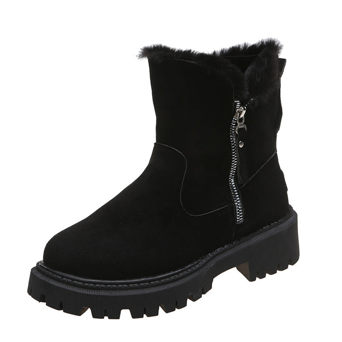 Botas de nieve de felpa gruesas para mujer, zapatos de invierno antideslizantes de gamuza sintética