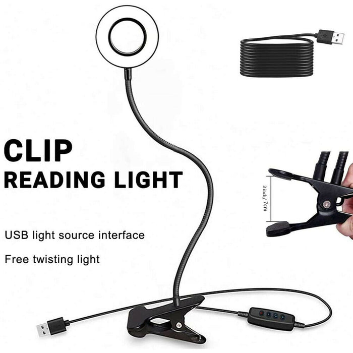 Lampada da scrivania con clip Lampada da tavolo da lettura da studio a LED con braccio flessibile USB dimmerabile