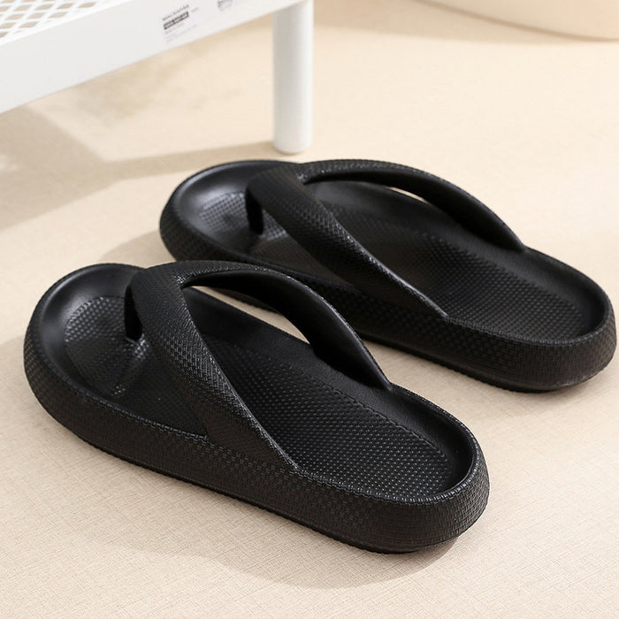 Clip toe sapatos eva chinelos antiderrapantes sola macia flip flops feminino fundo grosso banheiro slides verão