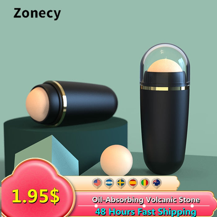 Facial Oil Absorbing Roller Natural Volcanic Stone Massage Body Pen Makeup