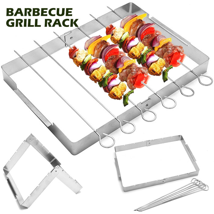 Stainless Steel Bbq Skewer Rack Barbecue Kabob Skewer Rack Grill Rack